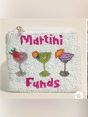 Martini Funds Coin Purse Seed Beaded NWT